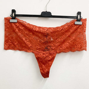 Fox & Royal by City Chic Dark Orange Lace Thong UK 18