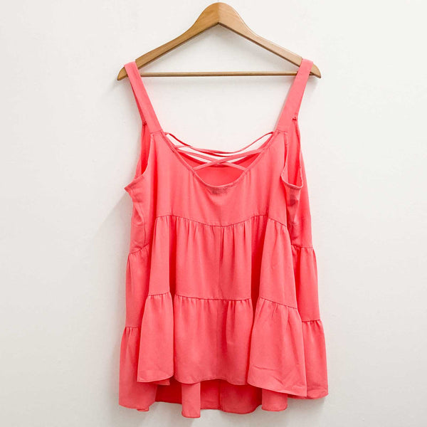 Evans Pink Strappy Tiered Top UK 20