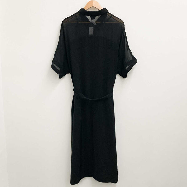 City Chic Black Collared Short Sleeve Gold Button Maxi Dress UK 14
