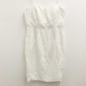 City Chic Ivory Sequin Embroidered Strapless Dress UK 22