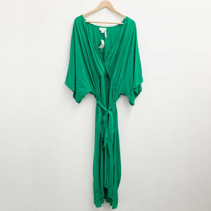 Loralette by City Chic Green Plain Faux Wrap Midi Dress UK 22/24