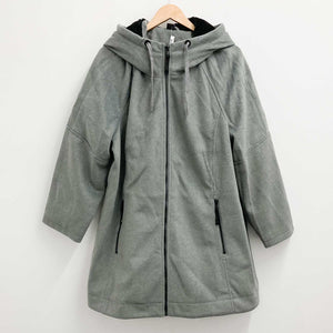 Evans Grey Faux Wool Fur Lined Hood Zip Front Coat UK 22/24