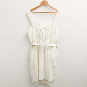 City Chic Ivory Linen Cotton Blend Sleeveless Belted Dress UK 18