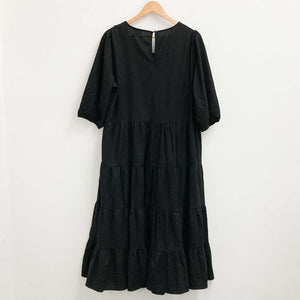 City Chic Black Tiered Linen Blend Midi Dress UK 16