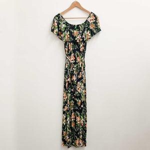 Evans Tropical Floral Print Off-Shoulder Soft Stretch Maxi Dress UK 16