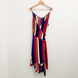 City Chic Fuchsia Striped Strappy Wrap Dress UK 22