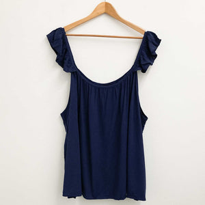 City Chic Navy Frill Strap PJ Top UK 24 