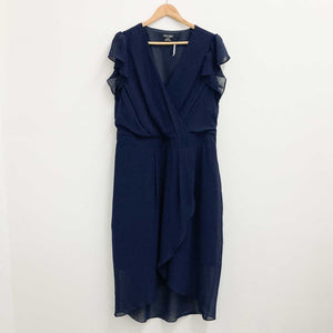 City Chic Navy Blue Wrap Swing Dress UK18
