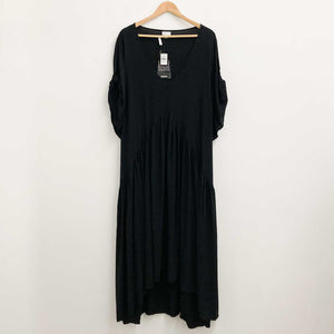 Avenue Black V-Neck Short Sleeve Hi-Lo Hem Maxi Dress UK 26/28 