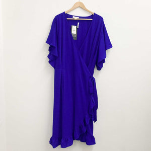 Loralette by City Chic Cobalt Blue Plain Wrap Dress UK 26/28